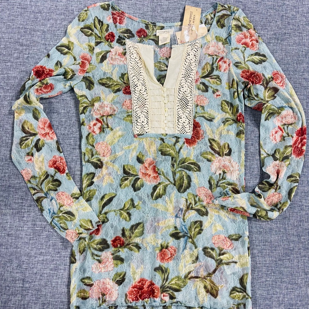 Denim & Supply Ralph Lauren Floral Blouse - Blue and Green